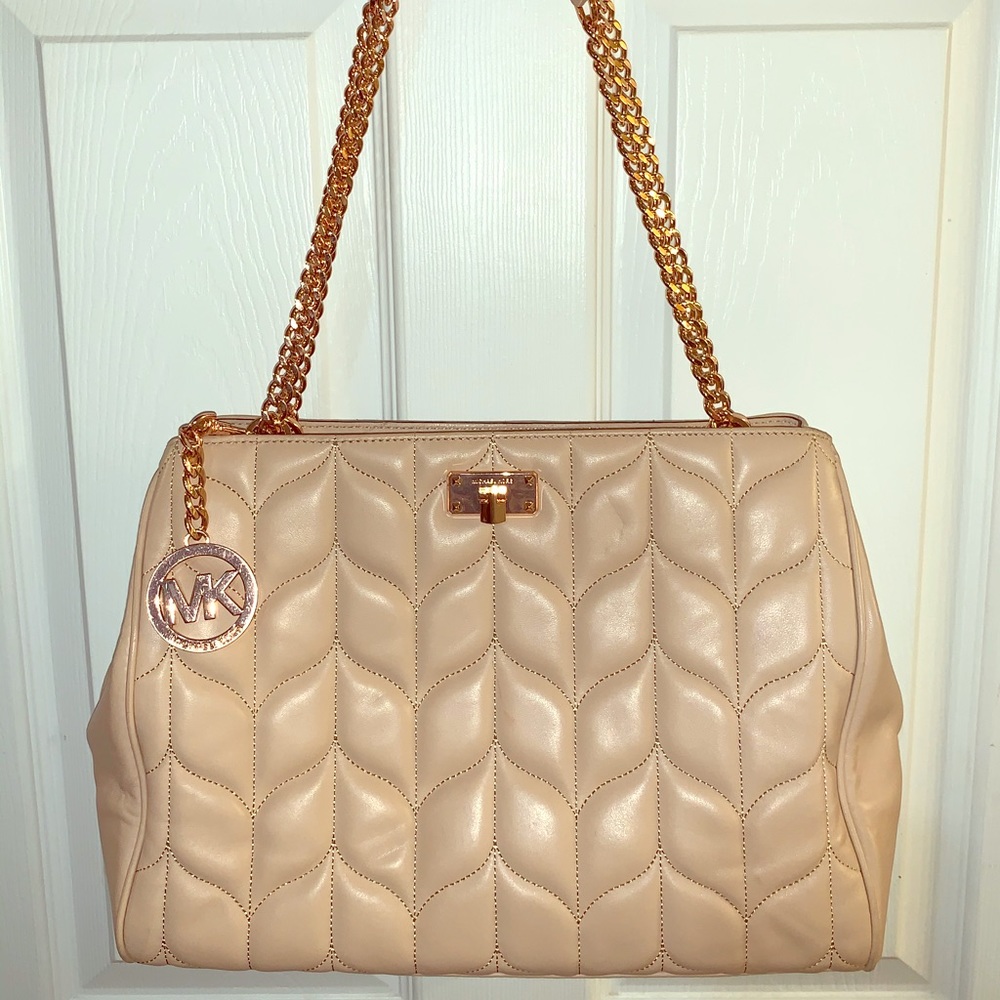 Michael Kors Peyton Quilted Rose Gold Chain Tote